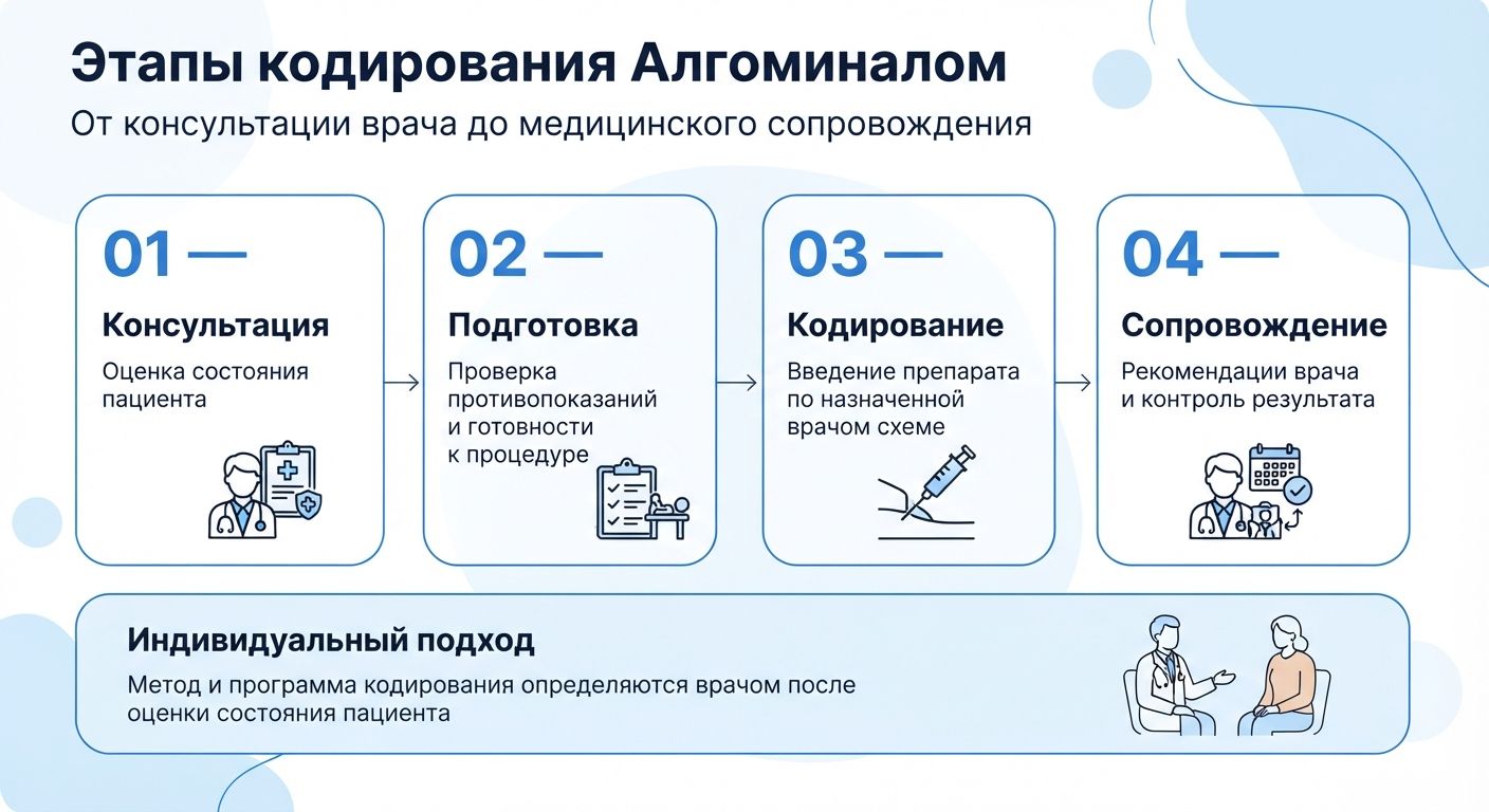 Кодирование препаратом «Алгоминал» в Алексине инфографика